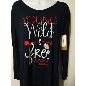 Blue 84 Gonzaga Bulldogs Navy Blue Graphic Long Sleeve Tee Shirt Medium NWT